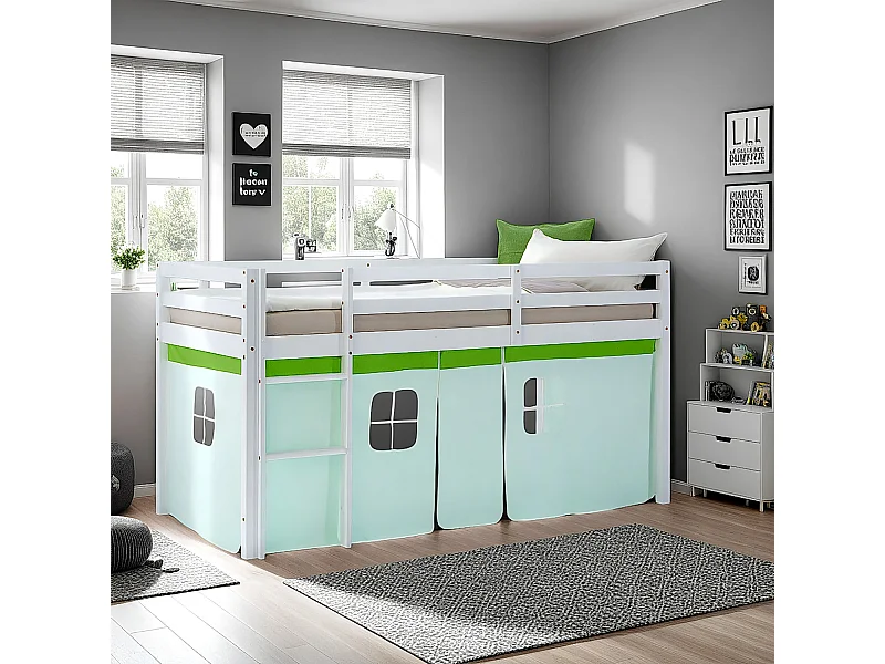 Hochbett 90x200 cm Grüne Kabine