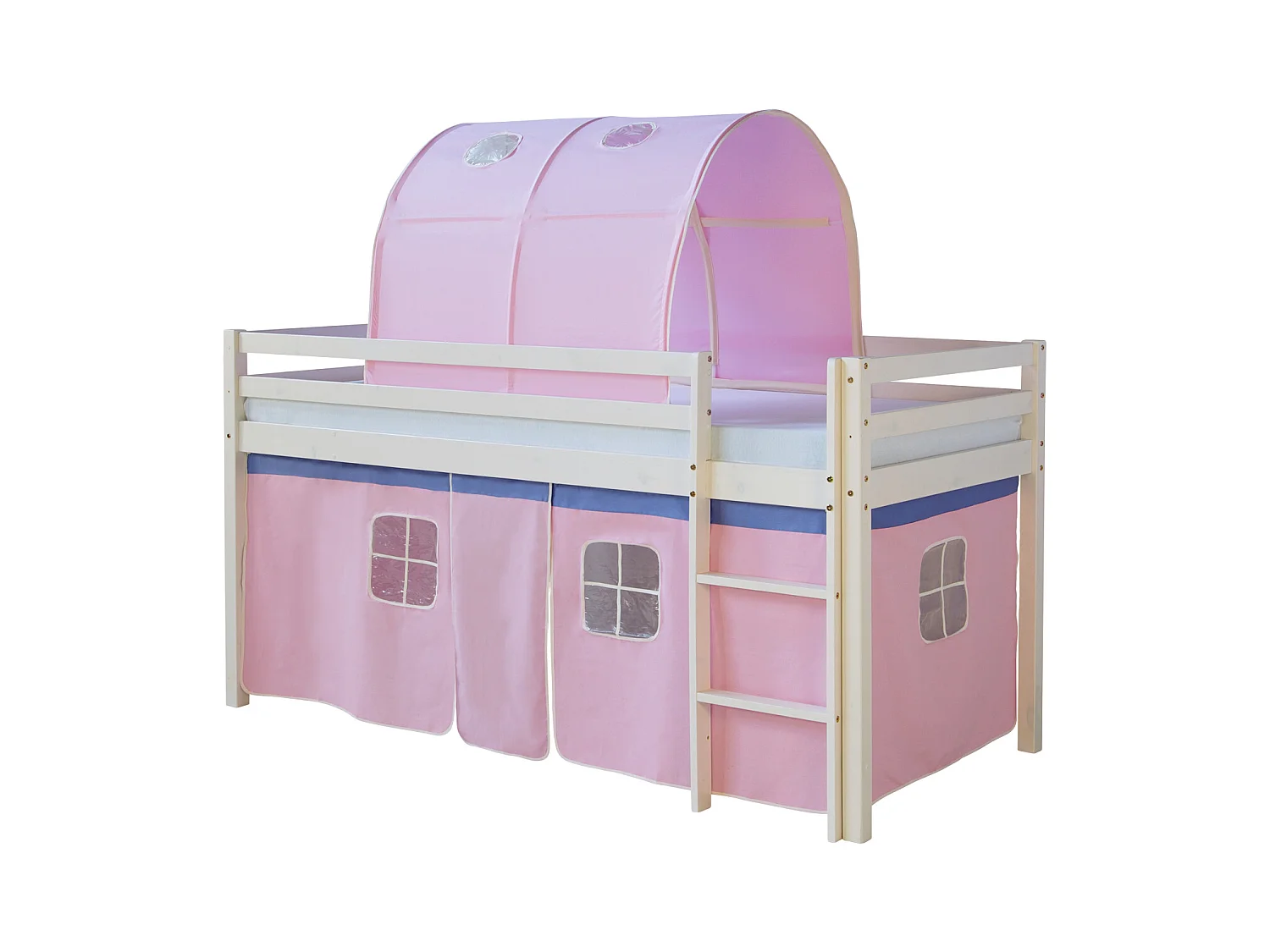 Hochbett 90x200 cm Rosa Massiv Kiefernholz