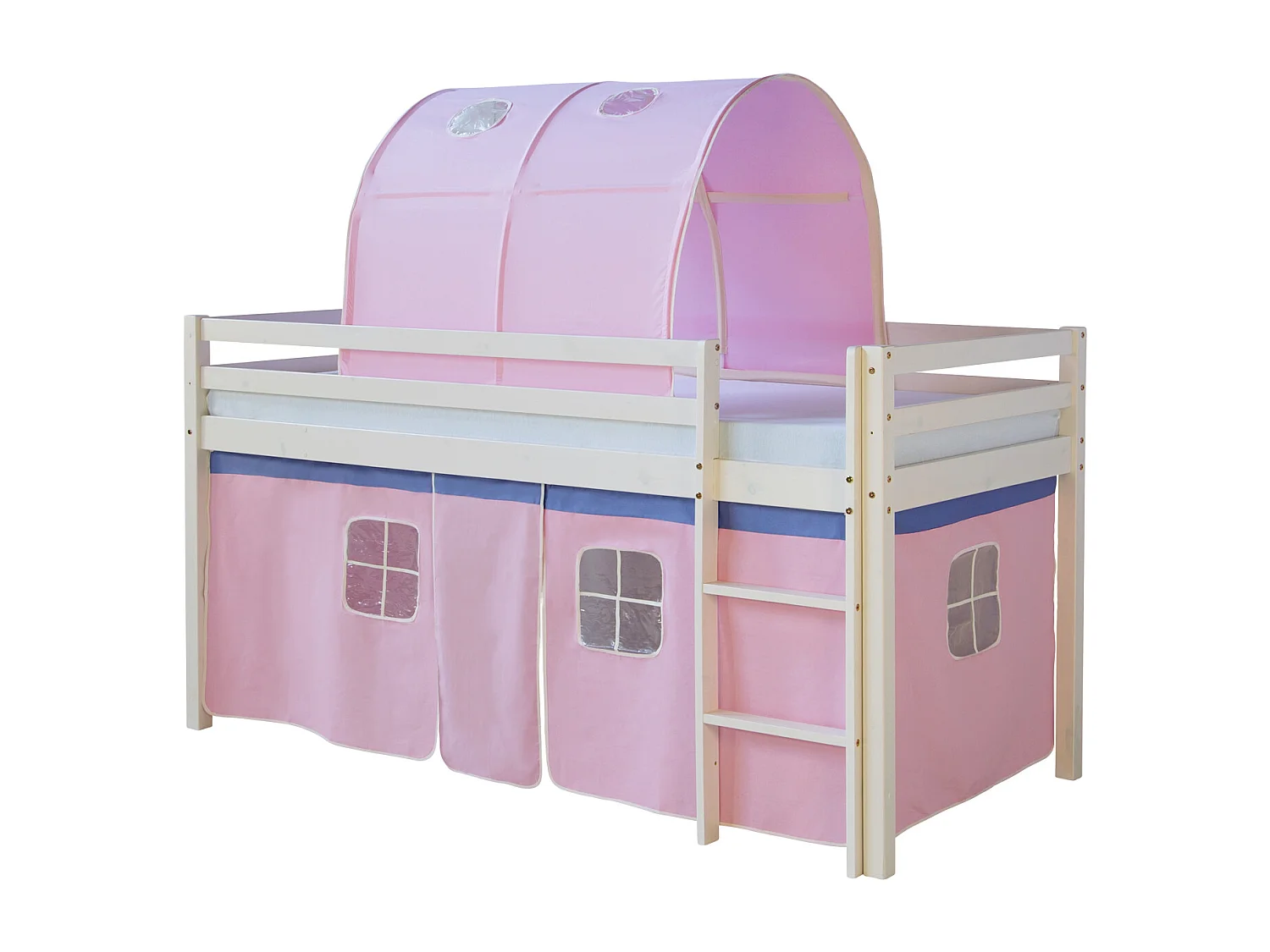 Cama alta 90x200 cm Rosa Madera maciza de pino