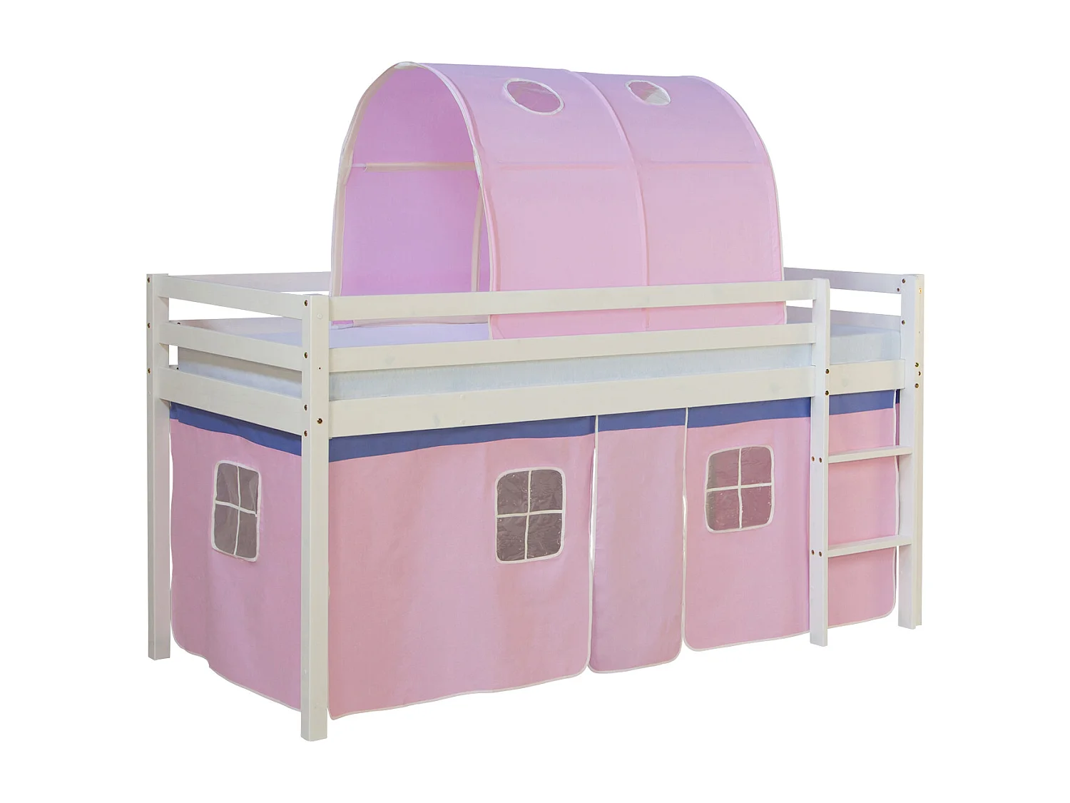 Cama alta 90x200 cm Rosa Madera maciza de pino