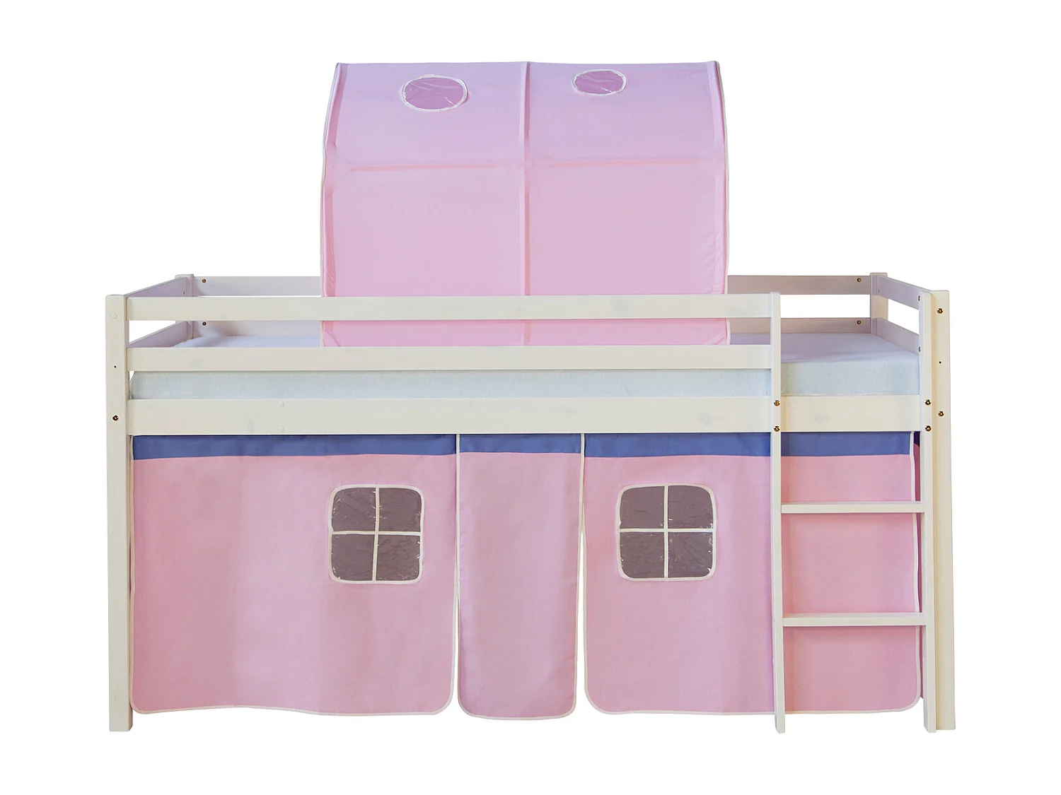 Cama alta 90x200 cm Rosa Madera maciza de pino