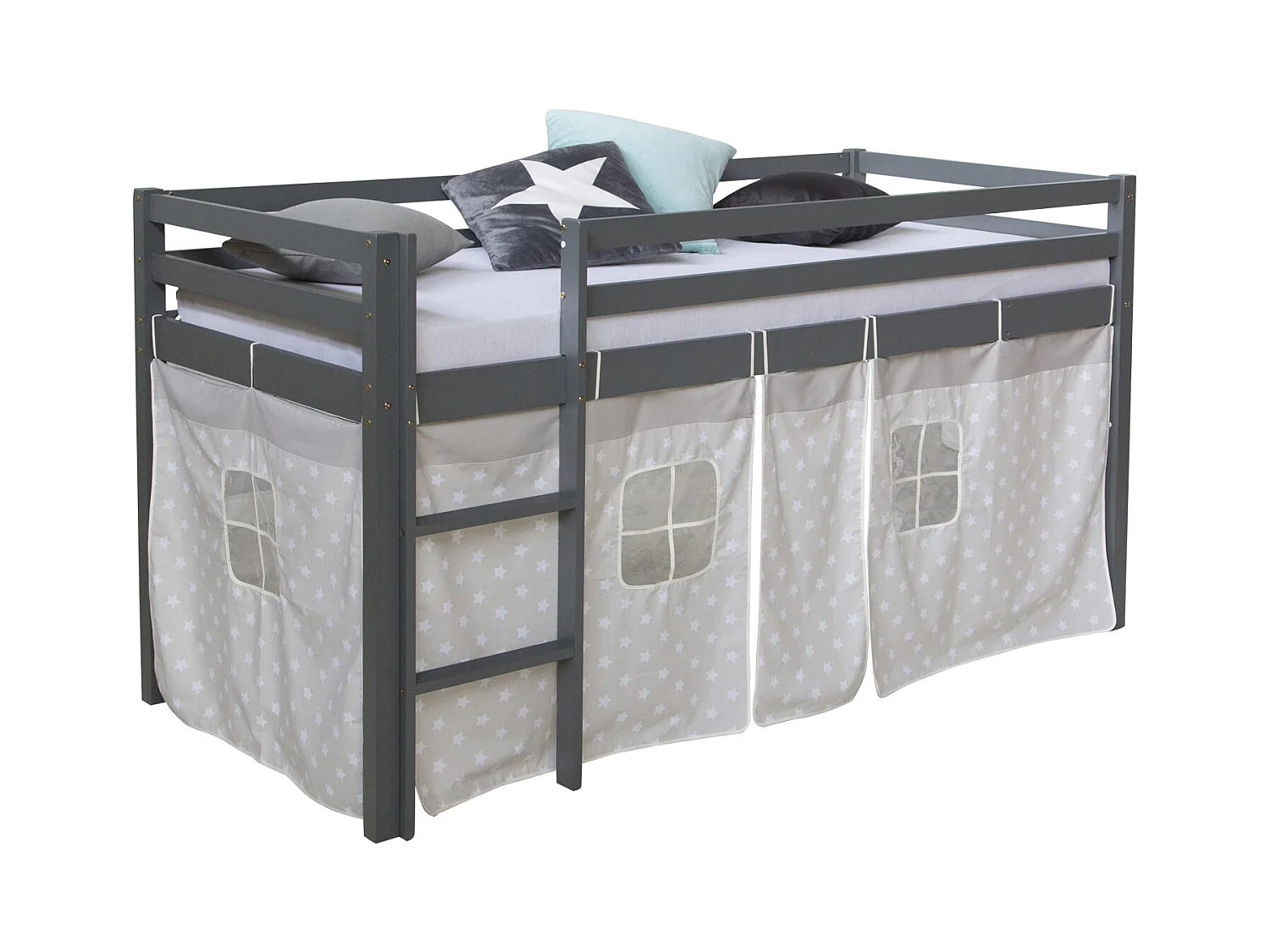 Hochbett 90x200 cm grau