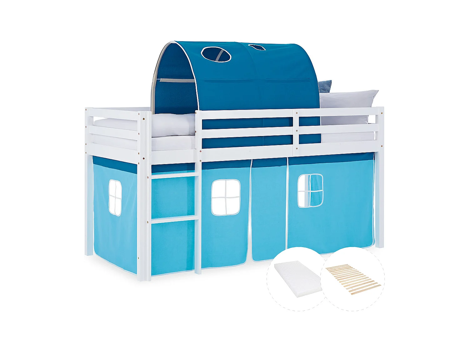 Hochbett 90x200 cm Blaue Kabine