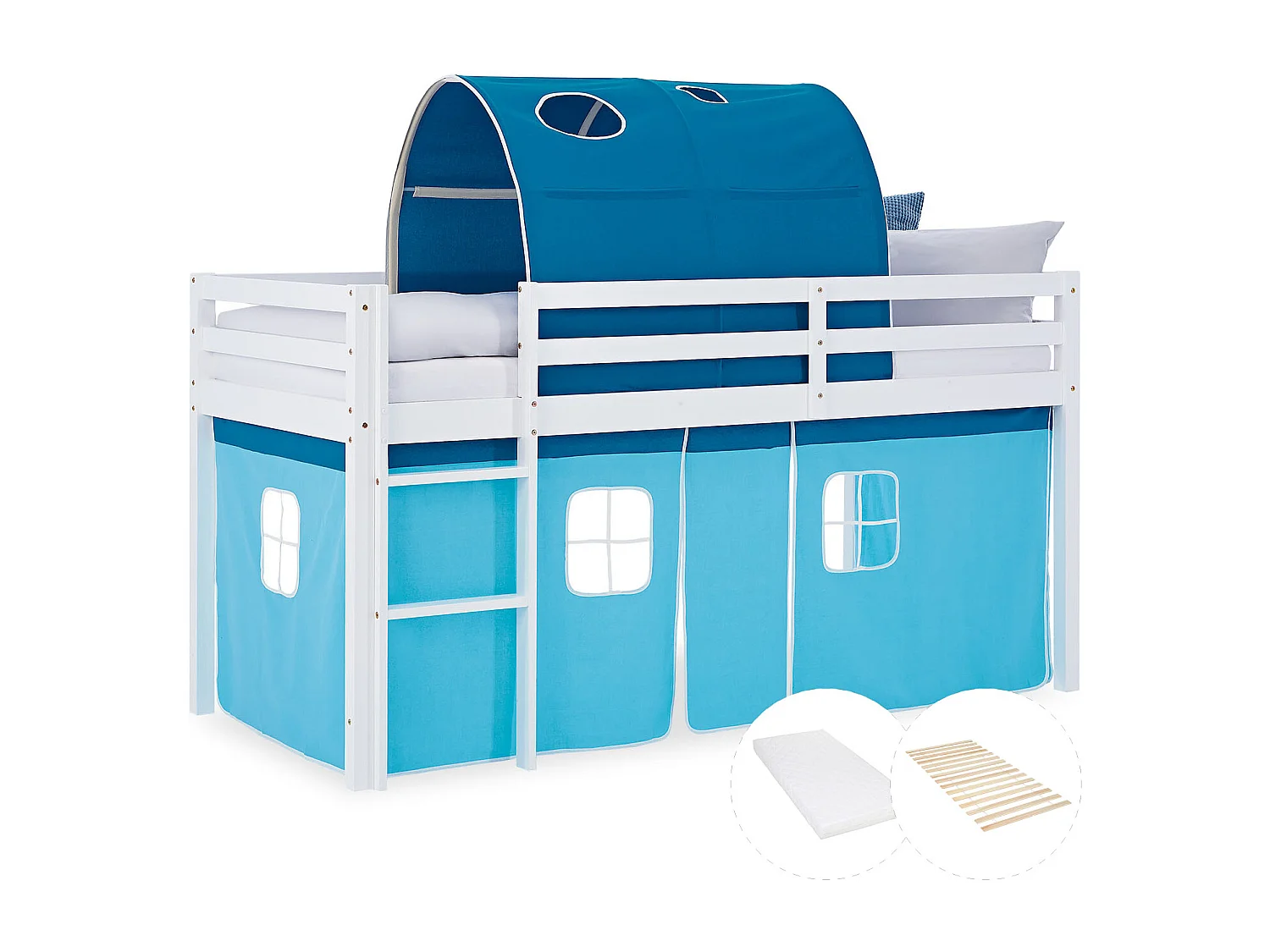 Hochbett 90x200 cm Blaue Kabine