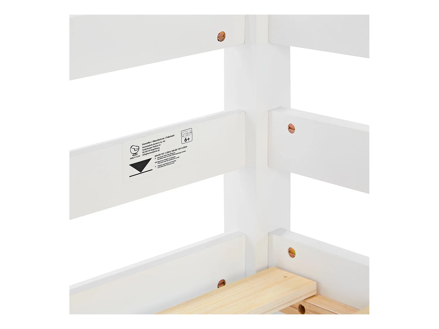 Hochbett 207x110x97 cm weiß mit Matratze Lattenrost Schublade