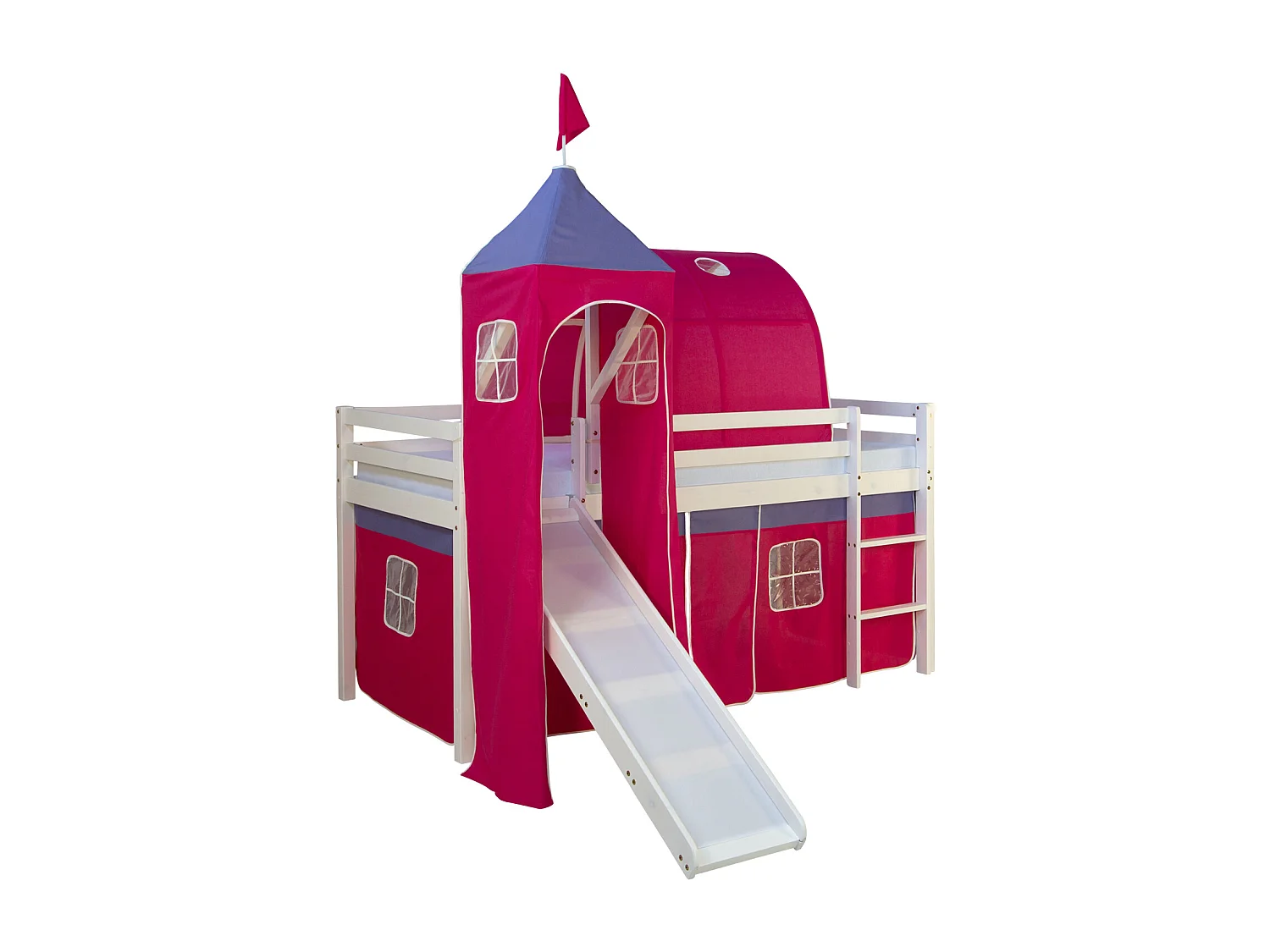 Hochbett 207,5x228x219,5 cm Weiß Rosa