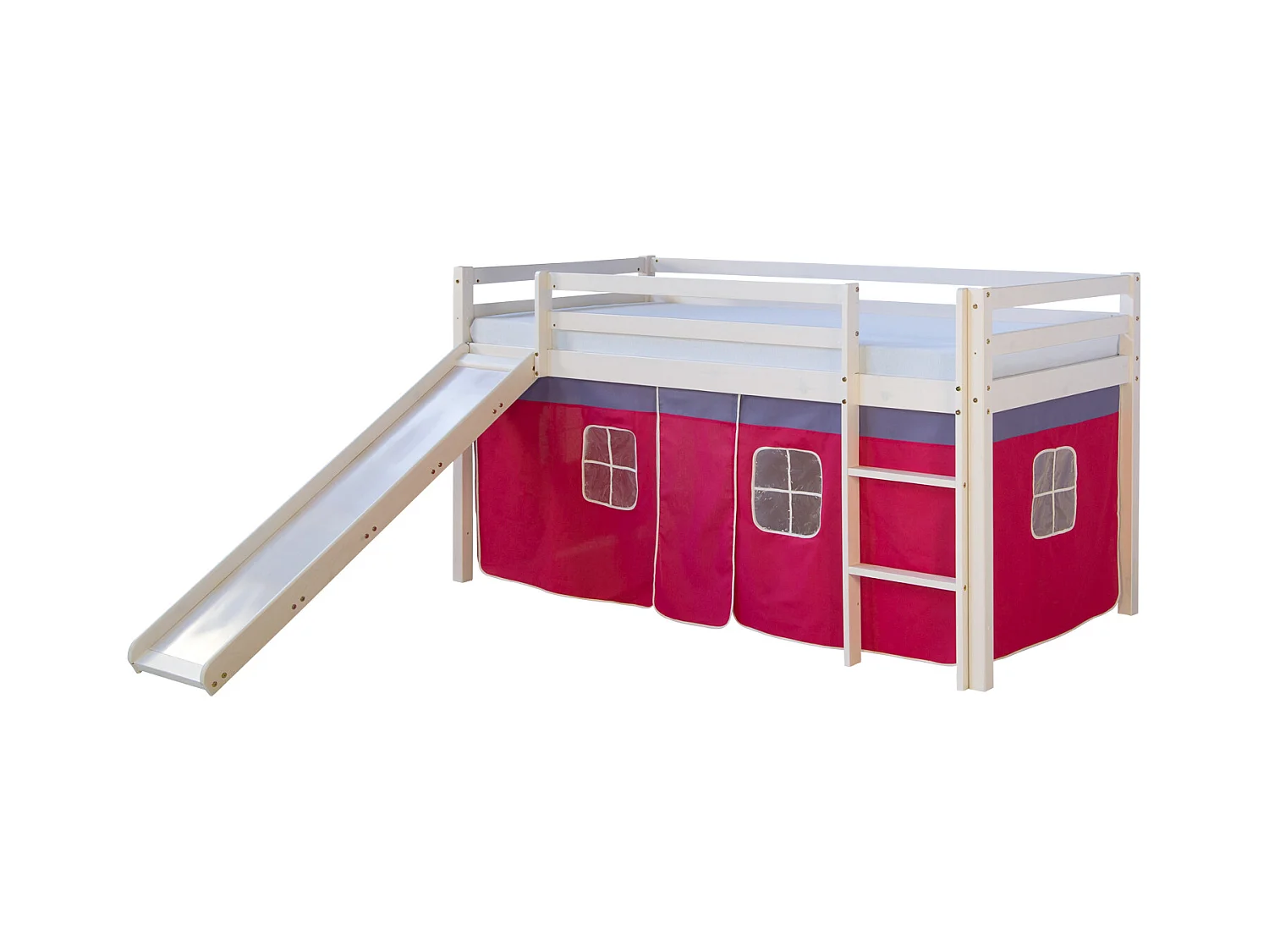 Hochbett 207,5x110x219,5 cm Weiß Pink