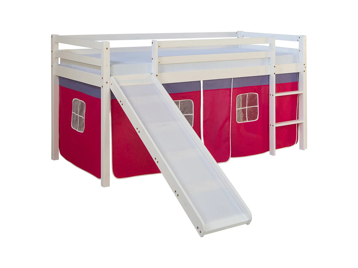 Hochbett 207,5x110x219,5 cm Weiß Pink