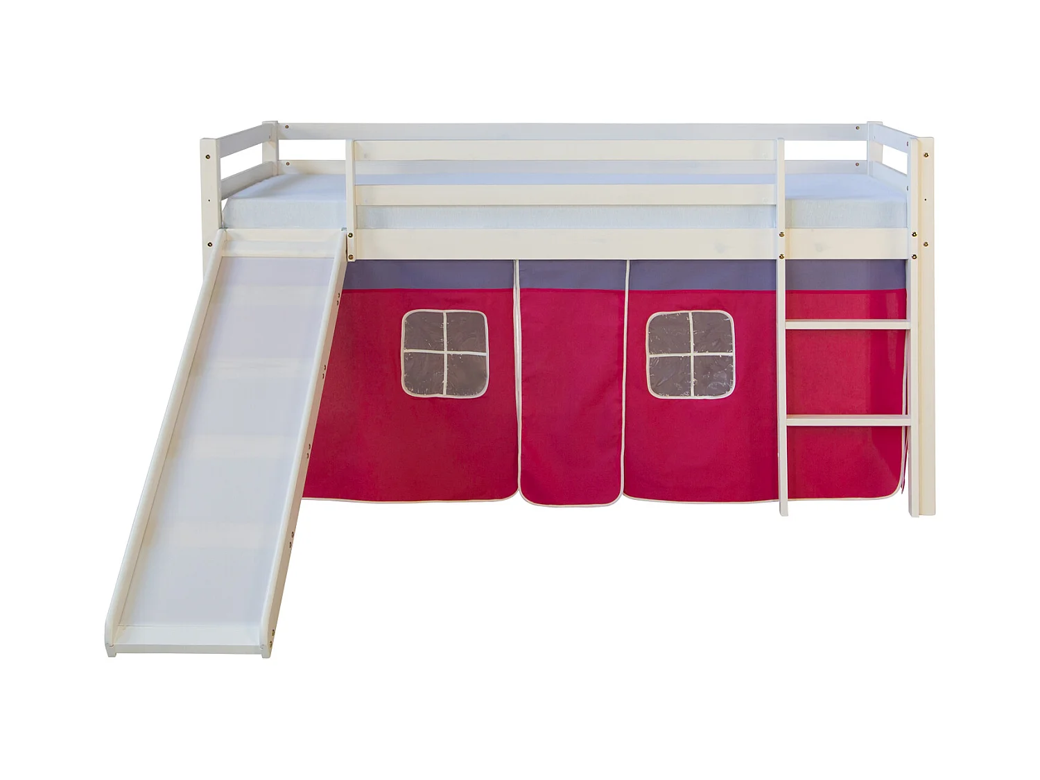 Hochbett 207,5x110x219,5 cm Weiß Pink