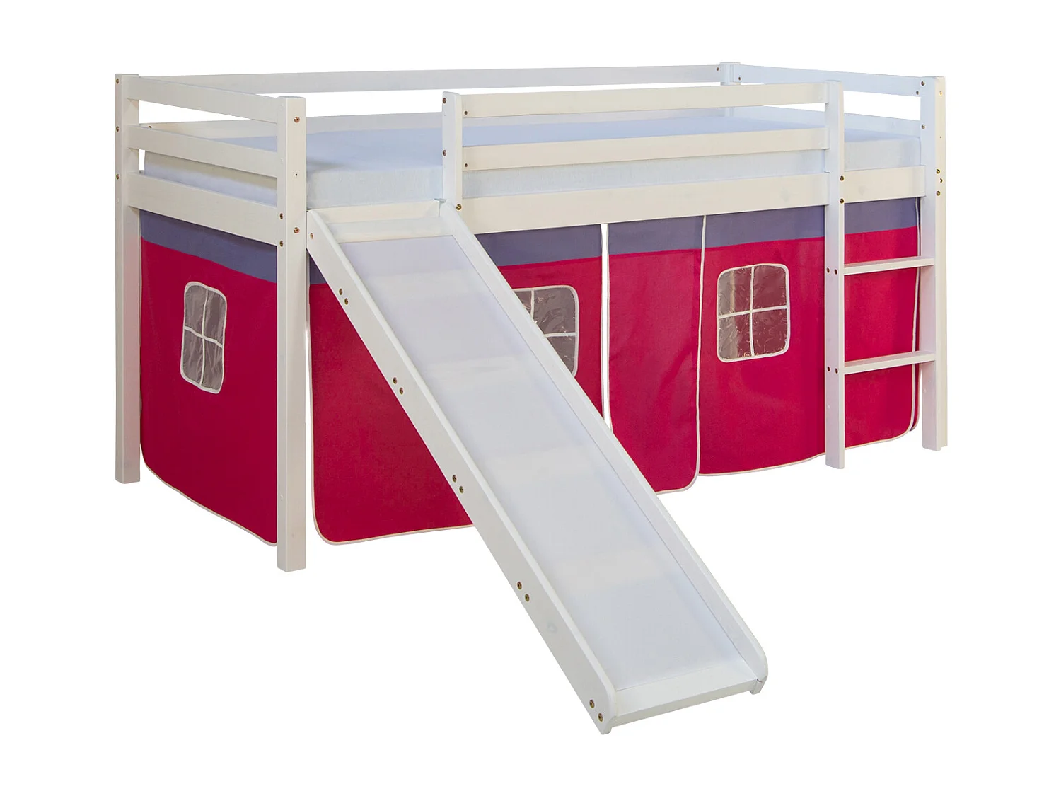 Hochbett 207,5x110x219,5 cm Weiß Pink