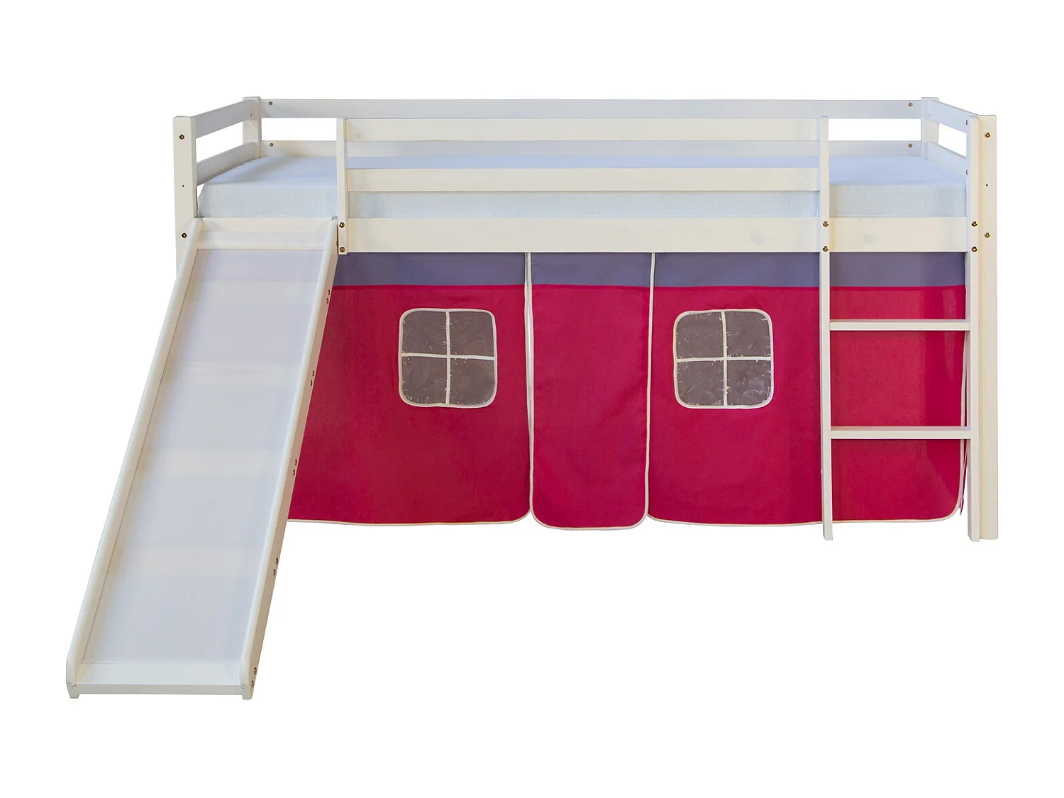 Hochbett 207,5x110x219,5 cm Weiß Pink