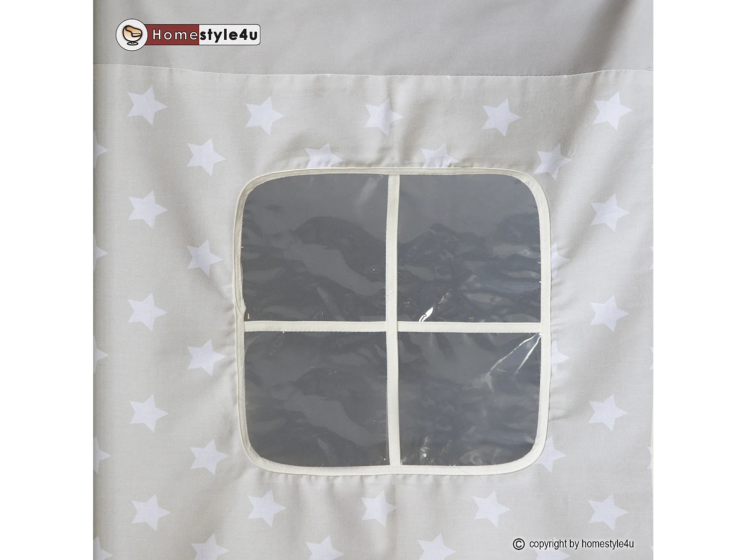 Lit enfant 90x200 cm étoiles grises Pin massif Rideau