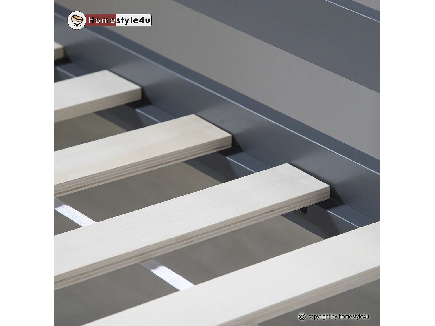 Lit enfant 90x200 cm étoiles grises Pin massif Rideau