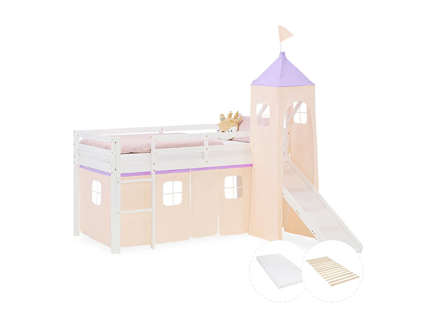 Hochbett für Kinder 90x200 cm Weiß