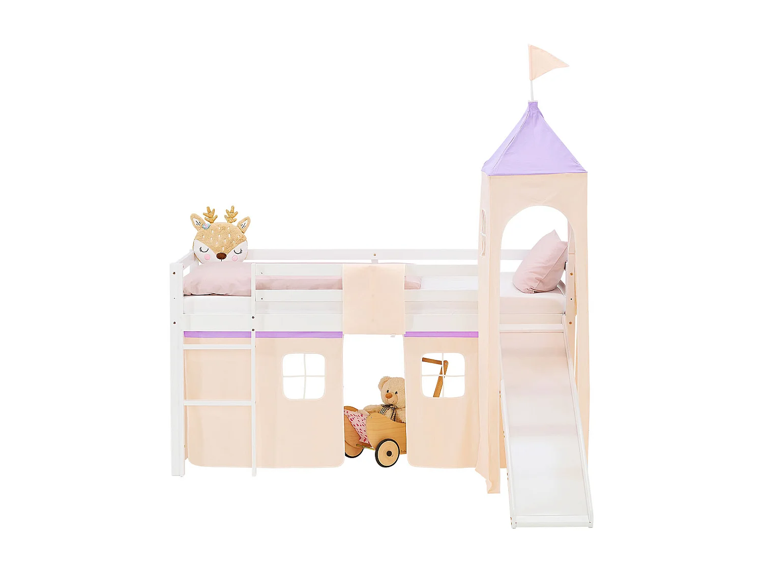 Hochbett für Kinder 90x200 cm Weiß