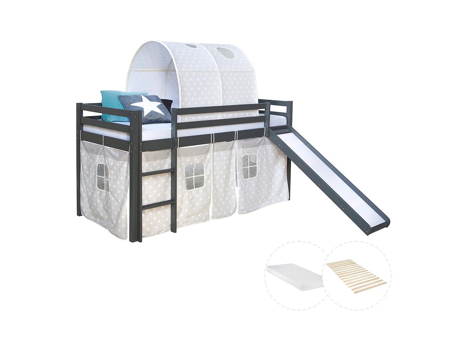 Hochbett 207,5x110x219,5 cm Grau