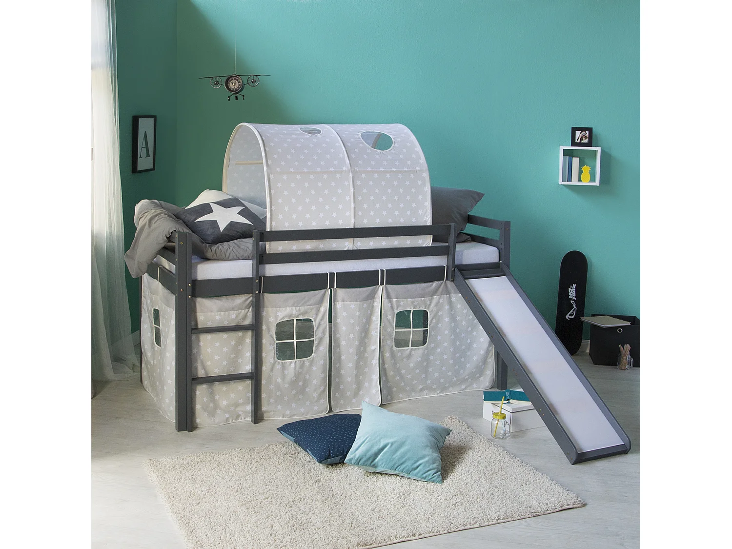 Lit mezzanine 207,5x110x219,5 cm Gris