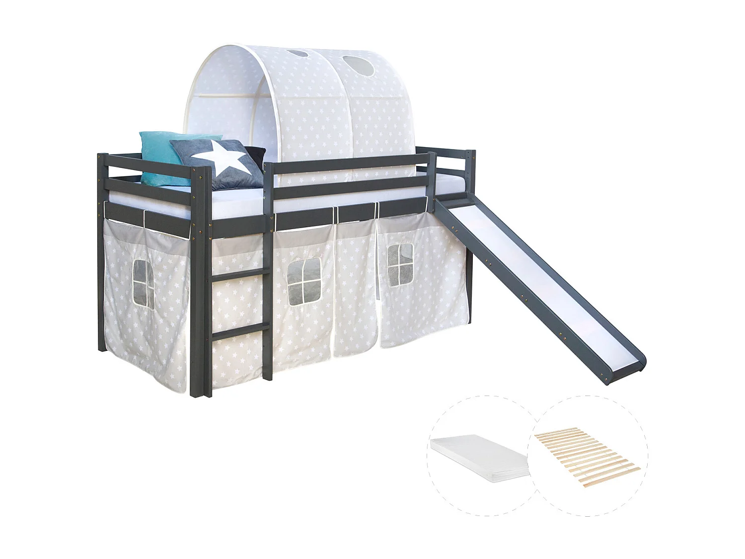 Lit mezzanine 207,5x110x219,5 cm Gris