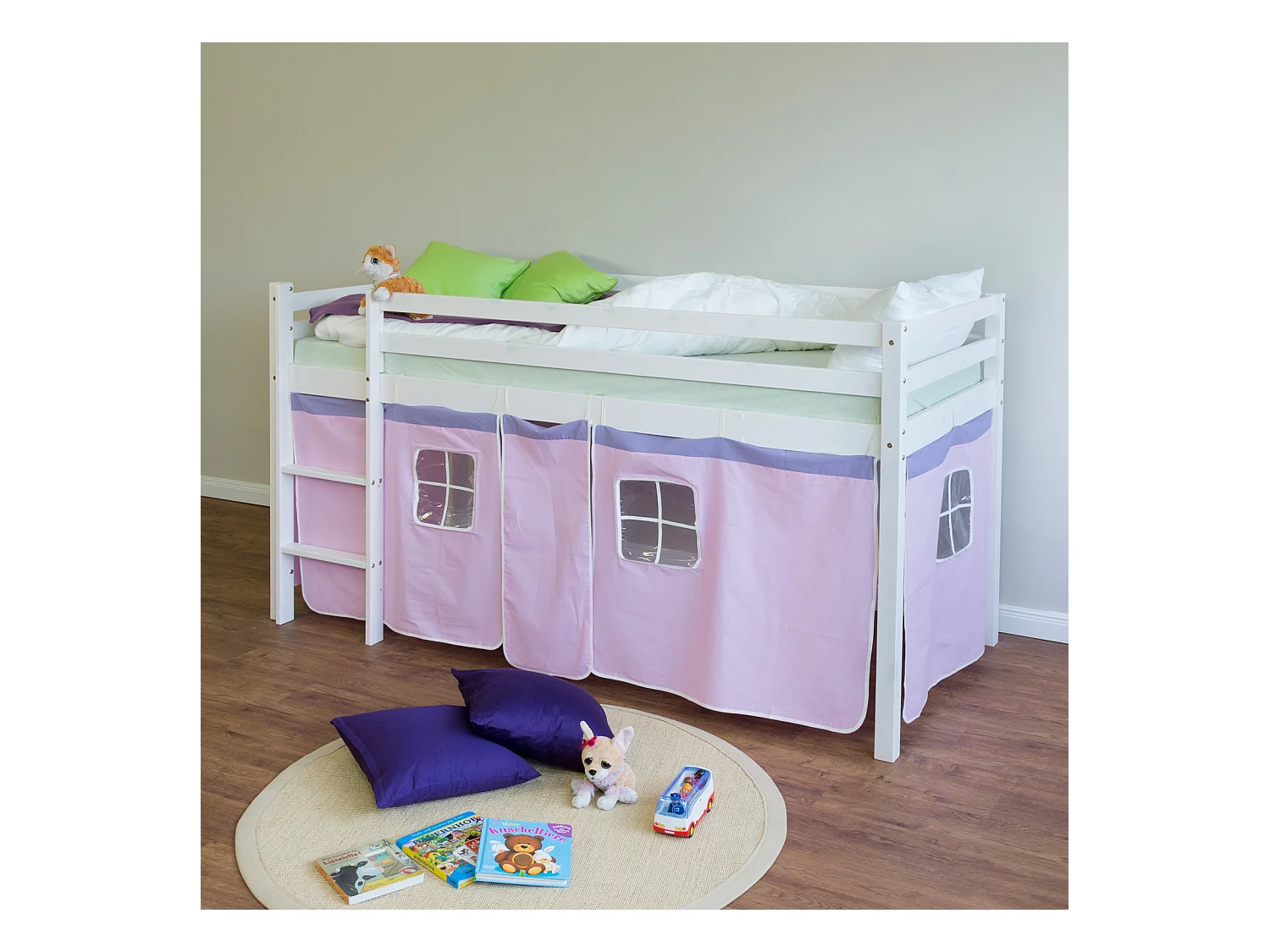 Hochbett 90x200 cm Rosa