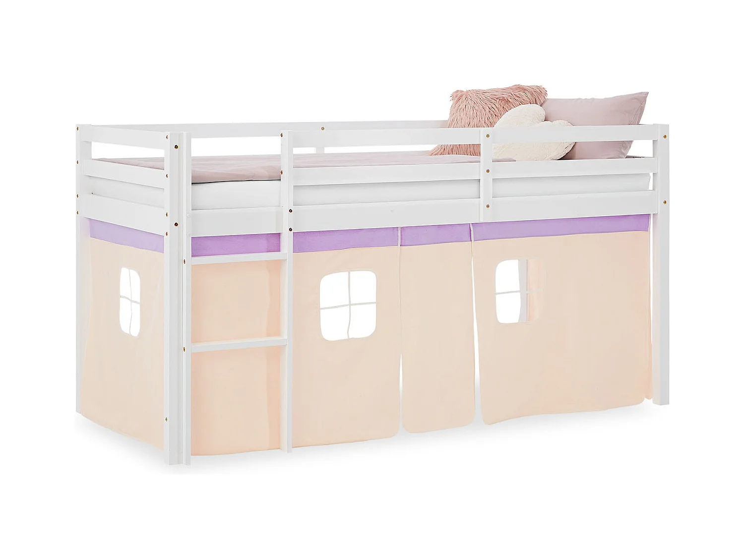 Lit Cabine 90x200 cm Violet Pêche Lit Superposé en Mezzanine