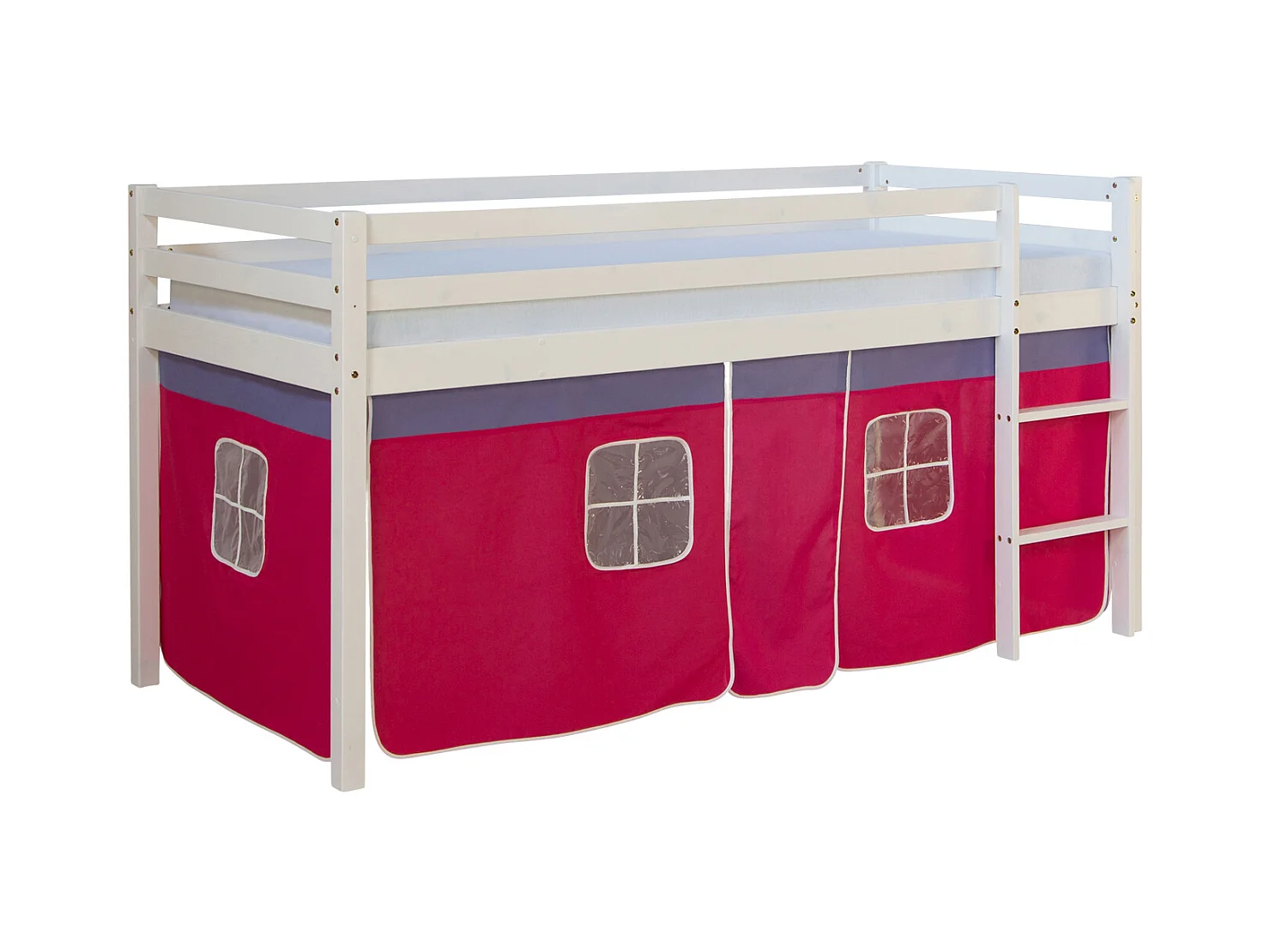 Hochbett 207,5x110x96,5 cm weiß rosa