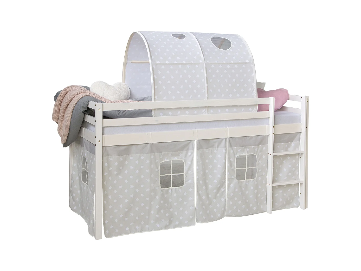 Hochbett 207,5x110x96,5 cm Weiß Grau