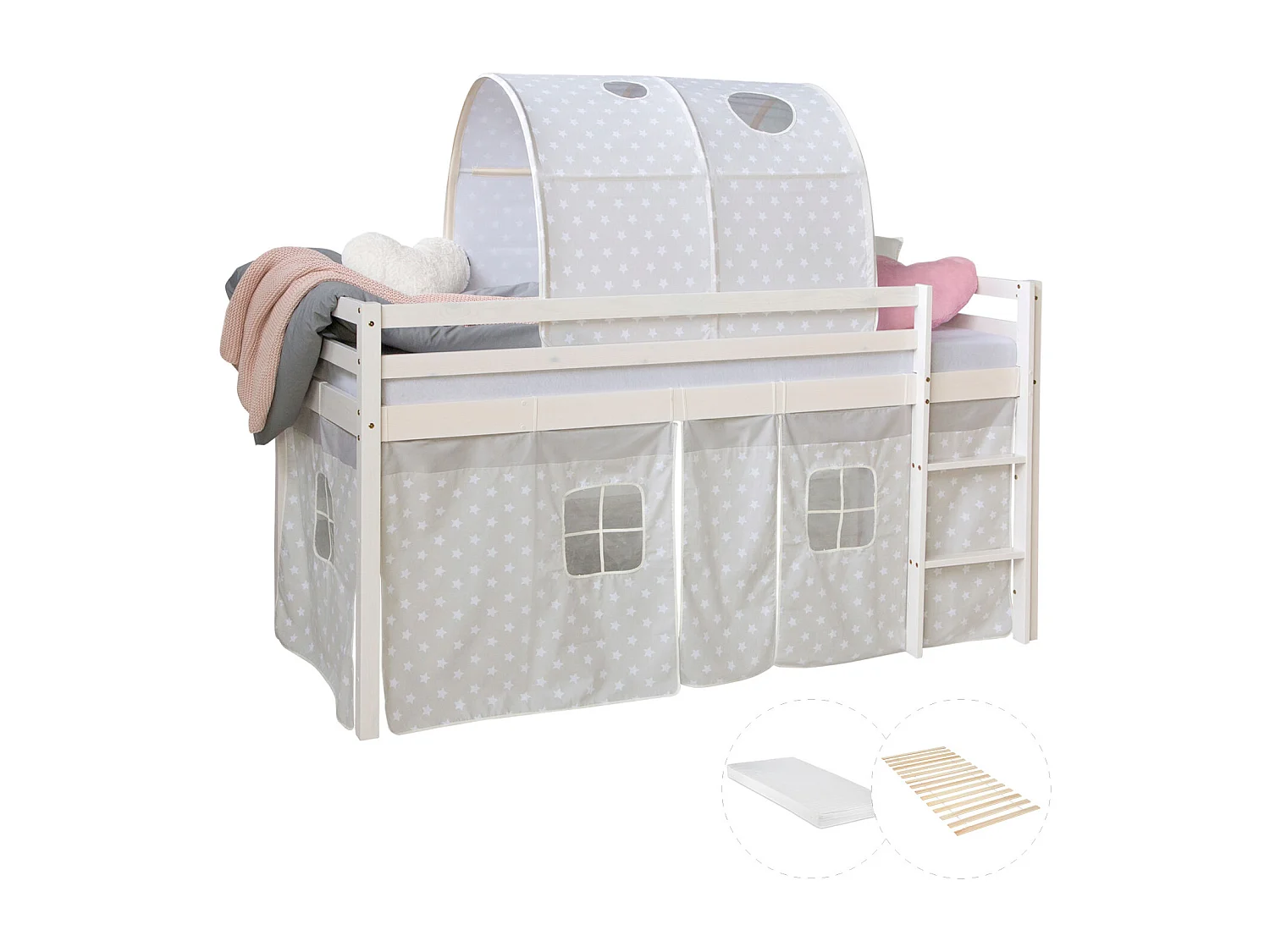 Łóżko piętrowe 207,5x110x96,5 cm Biało-szare