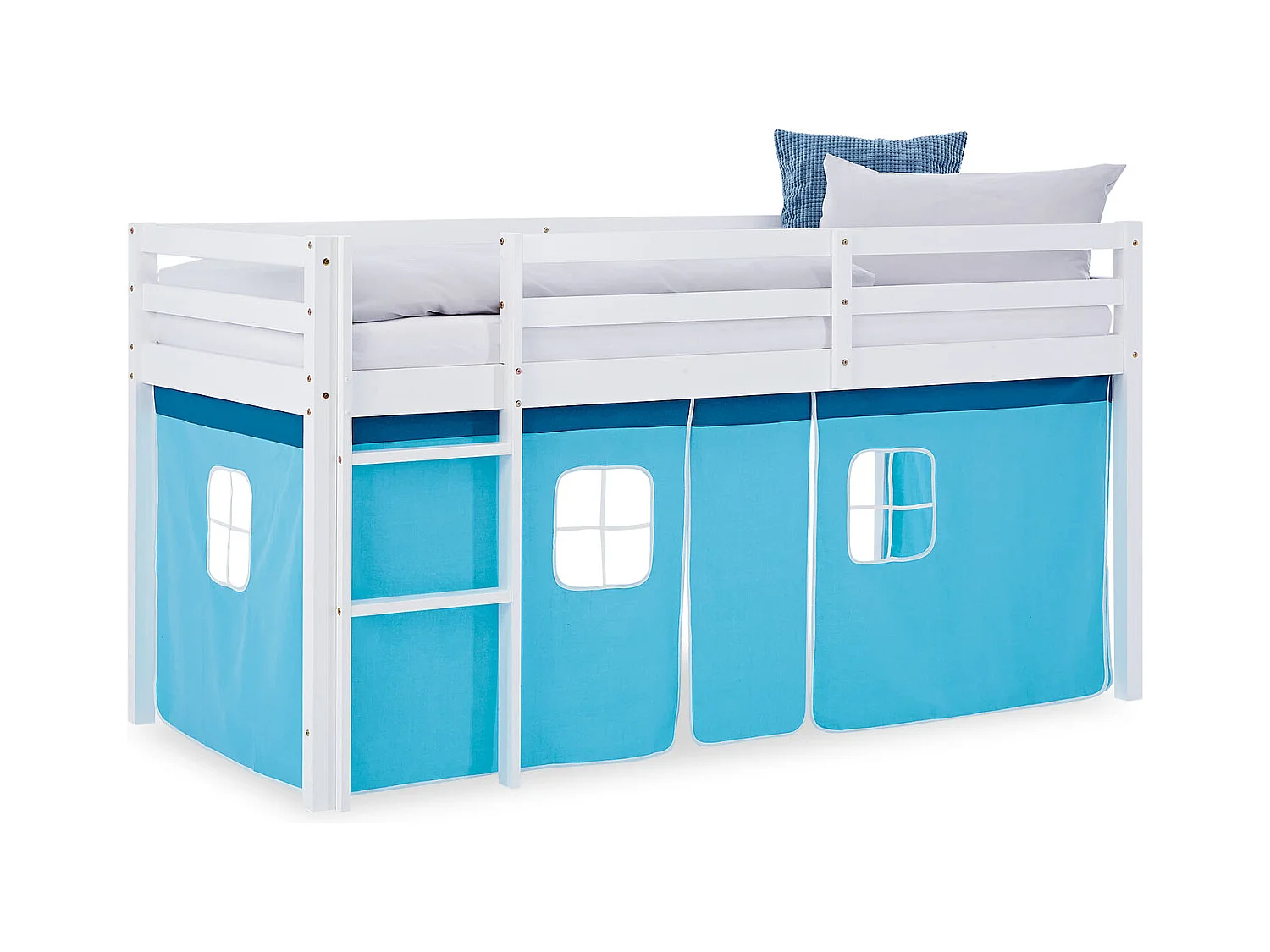 Hochbett 90x200 cm Blau Kinderbett mit Stauraum