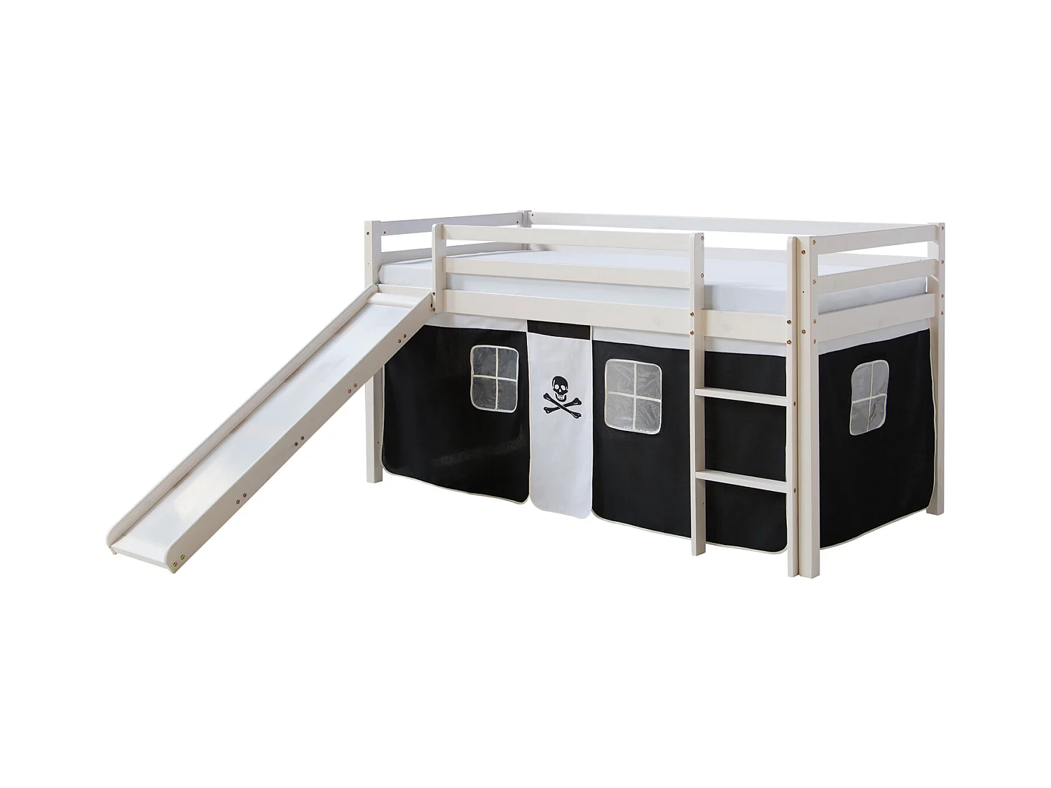 Hochbett 207,5x110x96,5 cm weiß schwarz Pirat