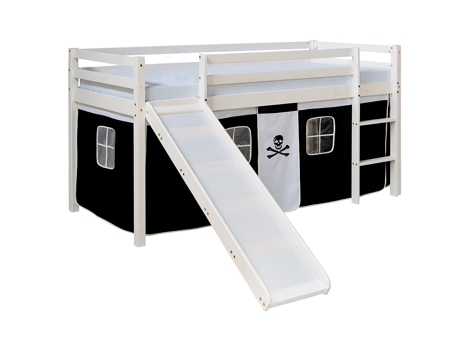 Hochbett 207,5x110x96,5 cm weiß schwarz Pirat