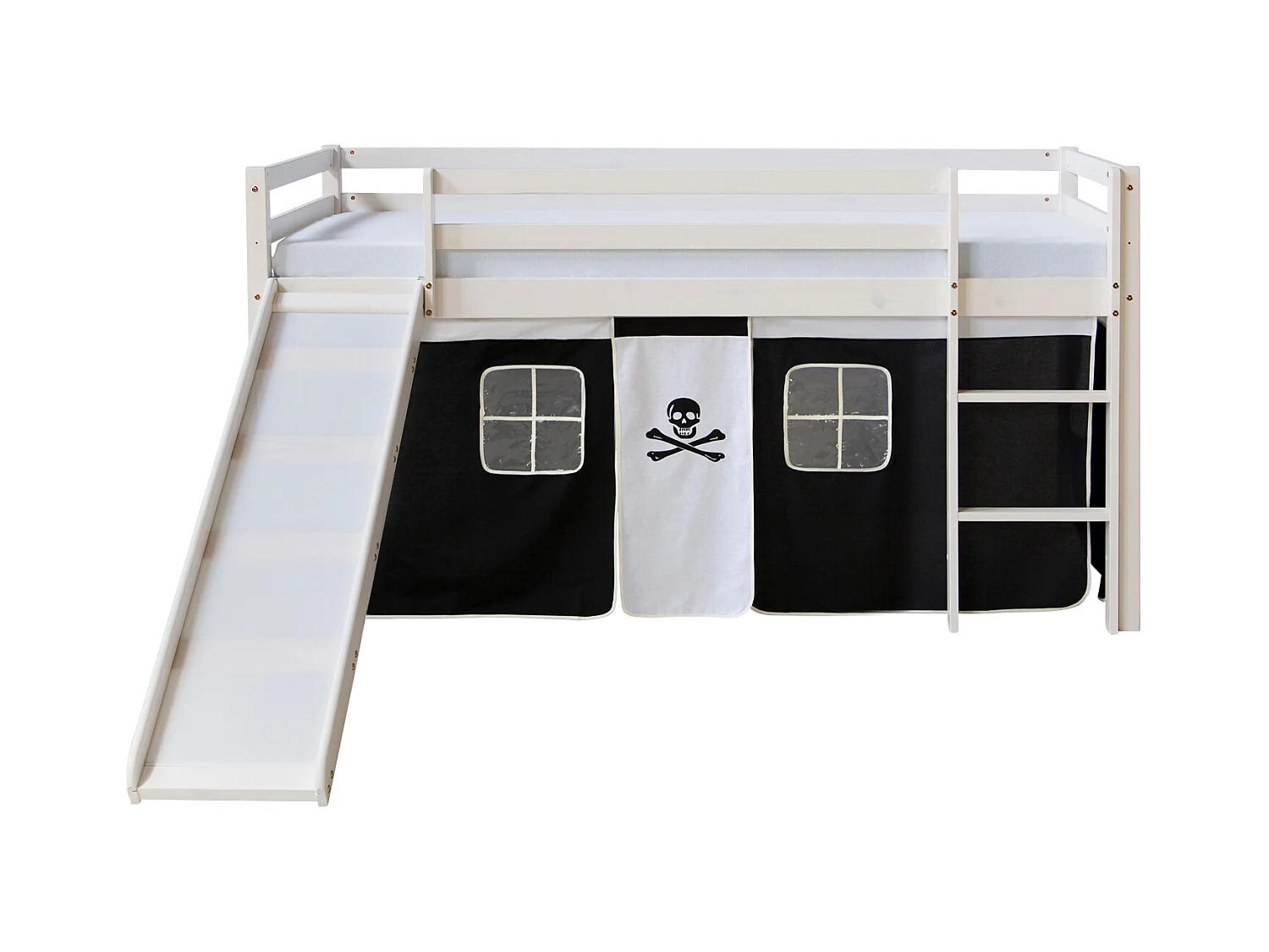 Hochbett 207,5x110x96,5 cm weiß schwarz Pirat