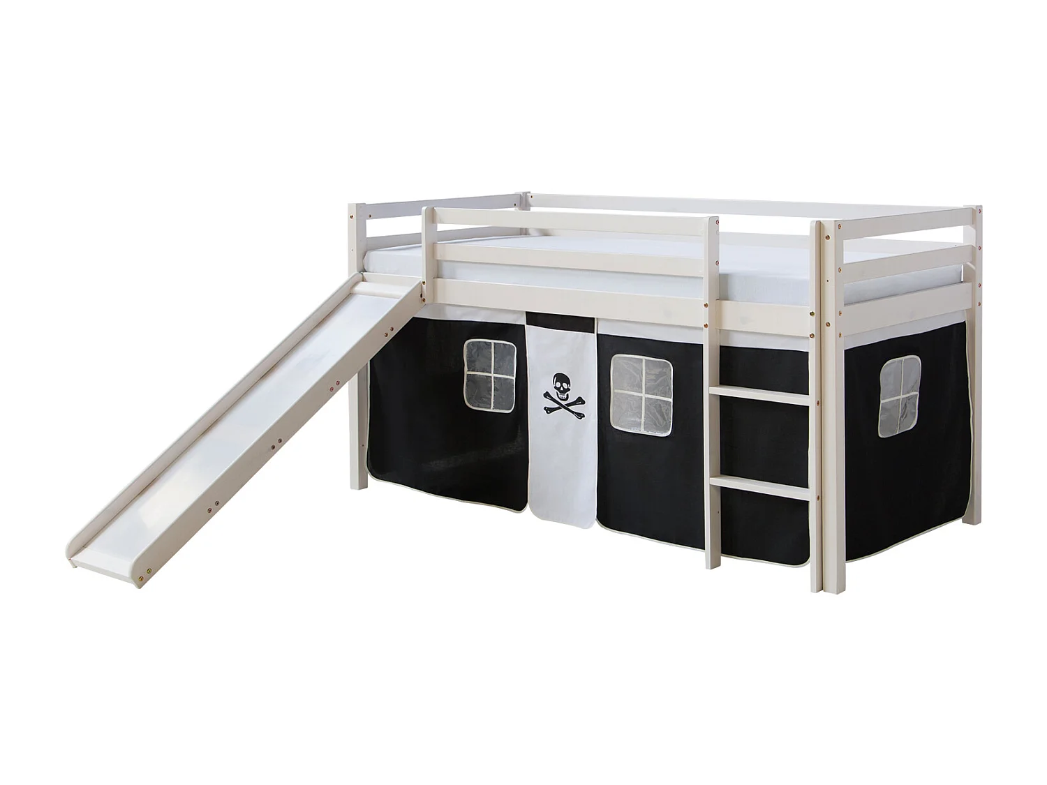 Hochbett 207,5x110x96,5 cm weiß schwarz Pirat