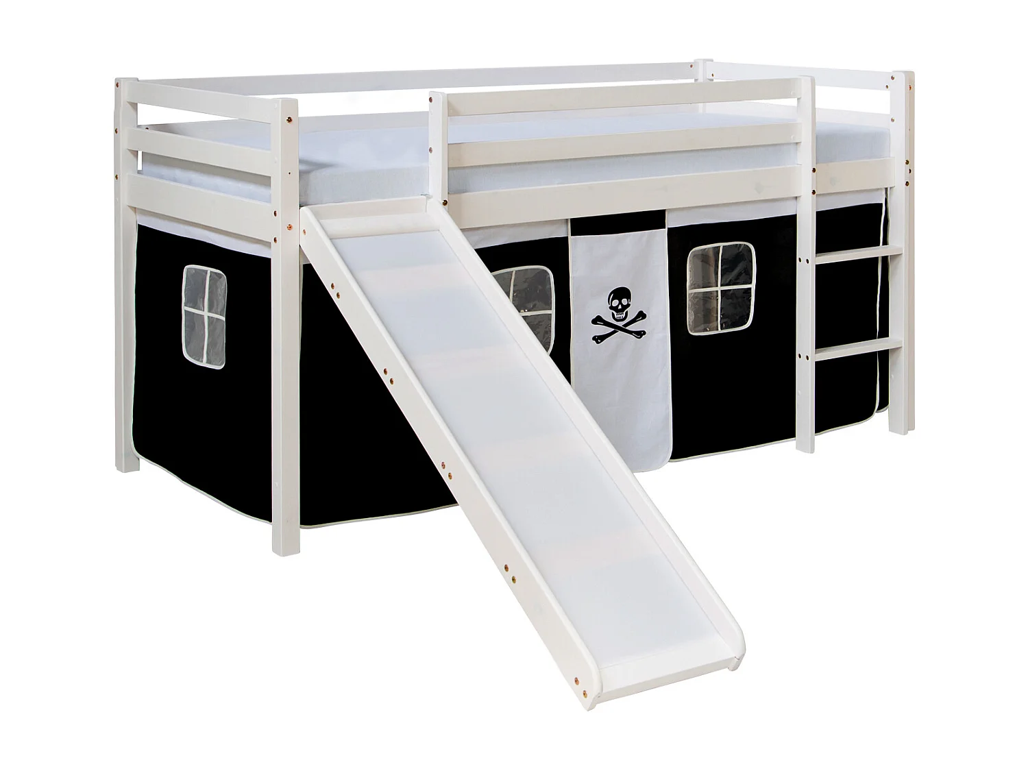Hochbett 207,5x110x96,5 cm weiß schwarz Pirat
