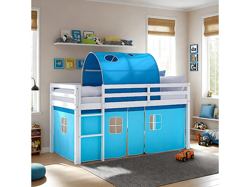 Loftbed 90x200 cm Blauwe Hut