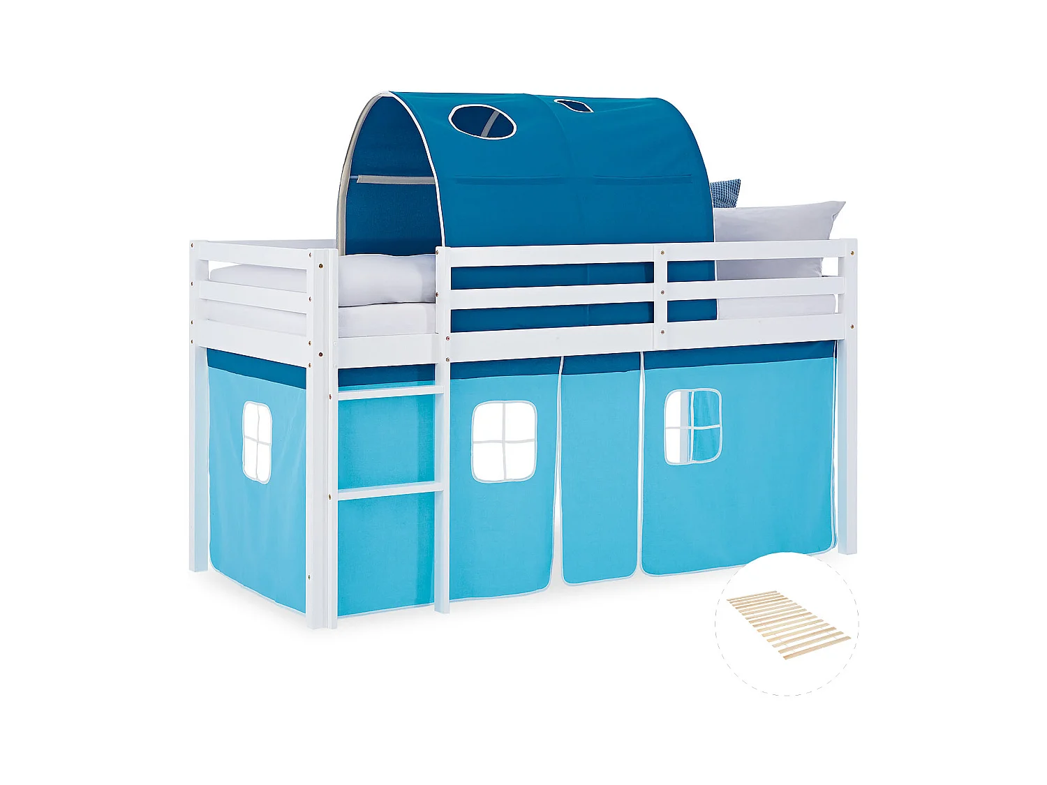 Hochbett 90x200 cm Blaue Kabine