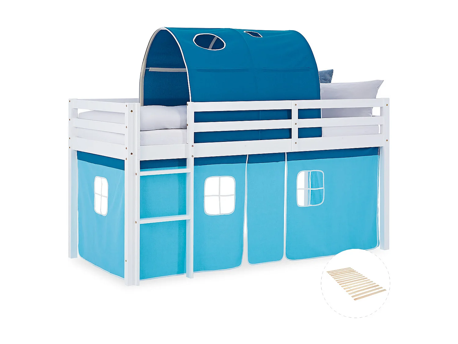 Hochbett 90x200 cm Blaue Kabine