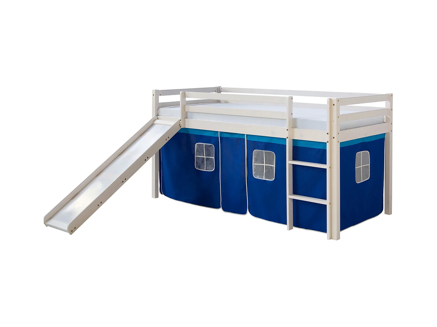 Hochbett 90x200 cm weiß blau