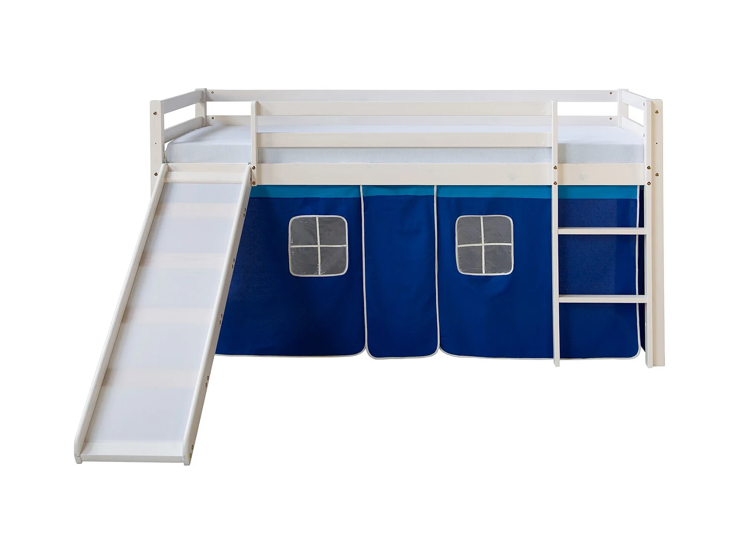 Hochbett 90x200 cm weiß blau