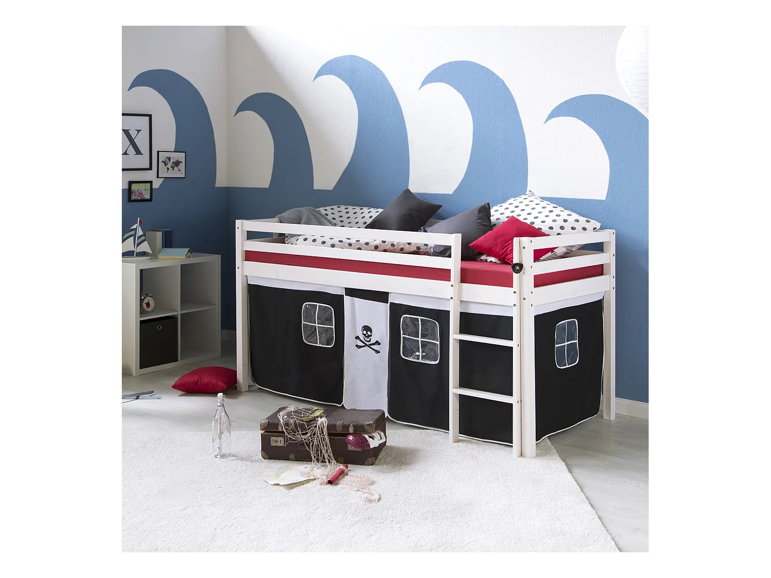 Hochbett 90x200 cm Schwarz Pirat