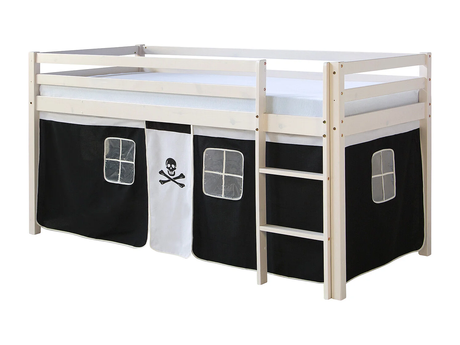 Hochbett 90x200 cm Schwarz Pirat