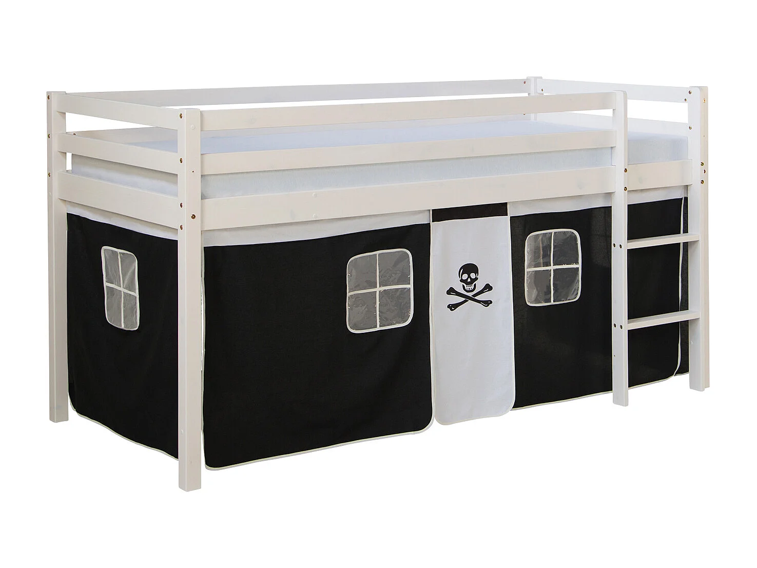 Hochbett 90x200 cm Schwarz Pirat