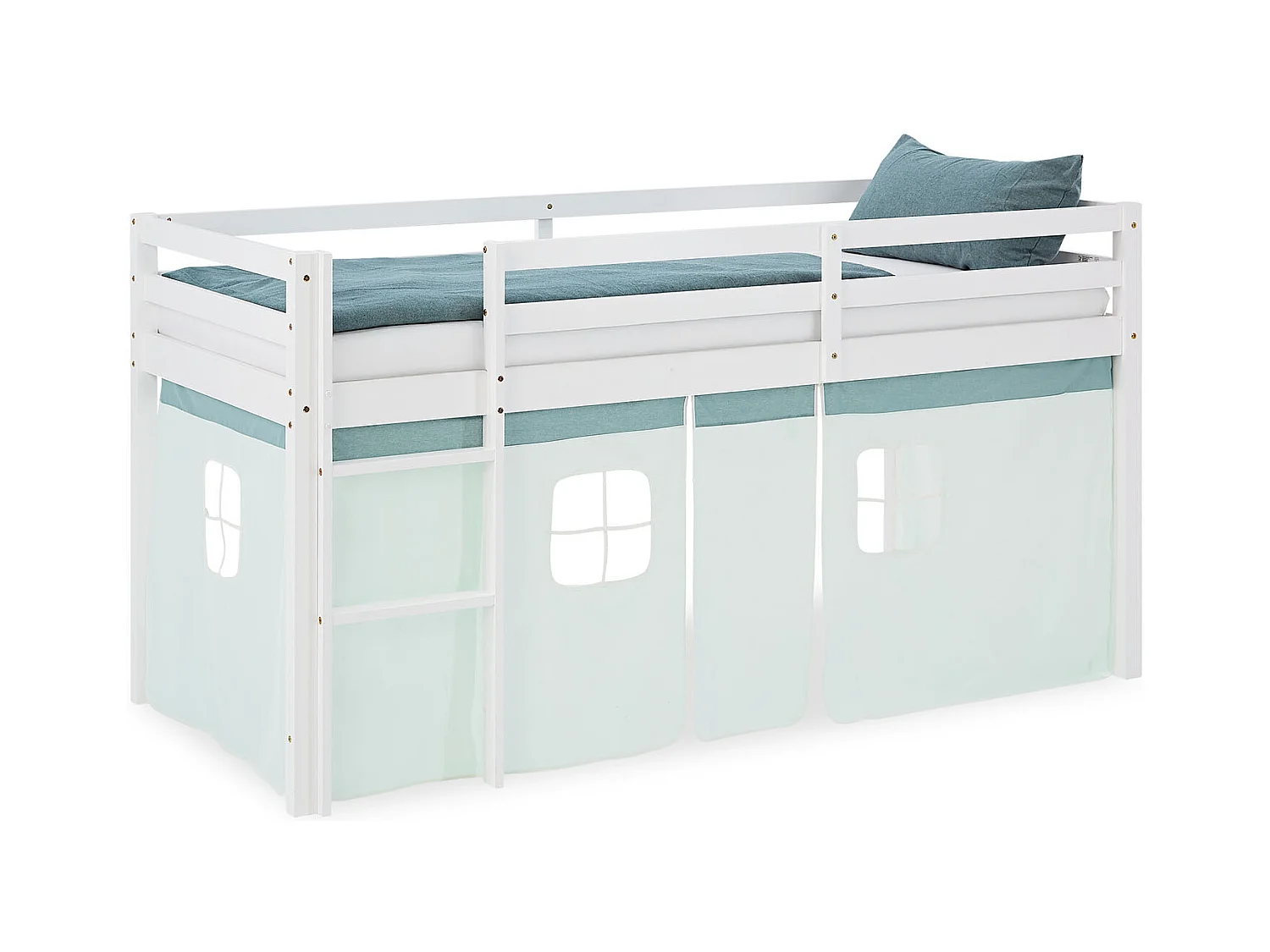 Hochbett 207,5x110x99,5 cm weiß grün