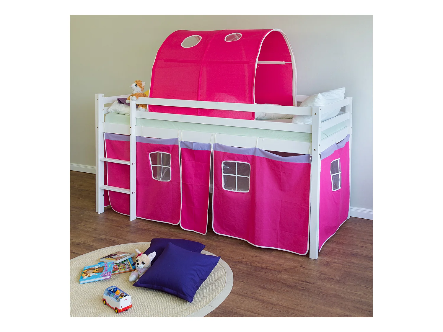 Hochbett 90x200 cm Rot