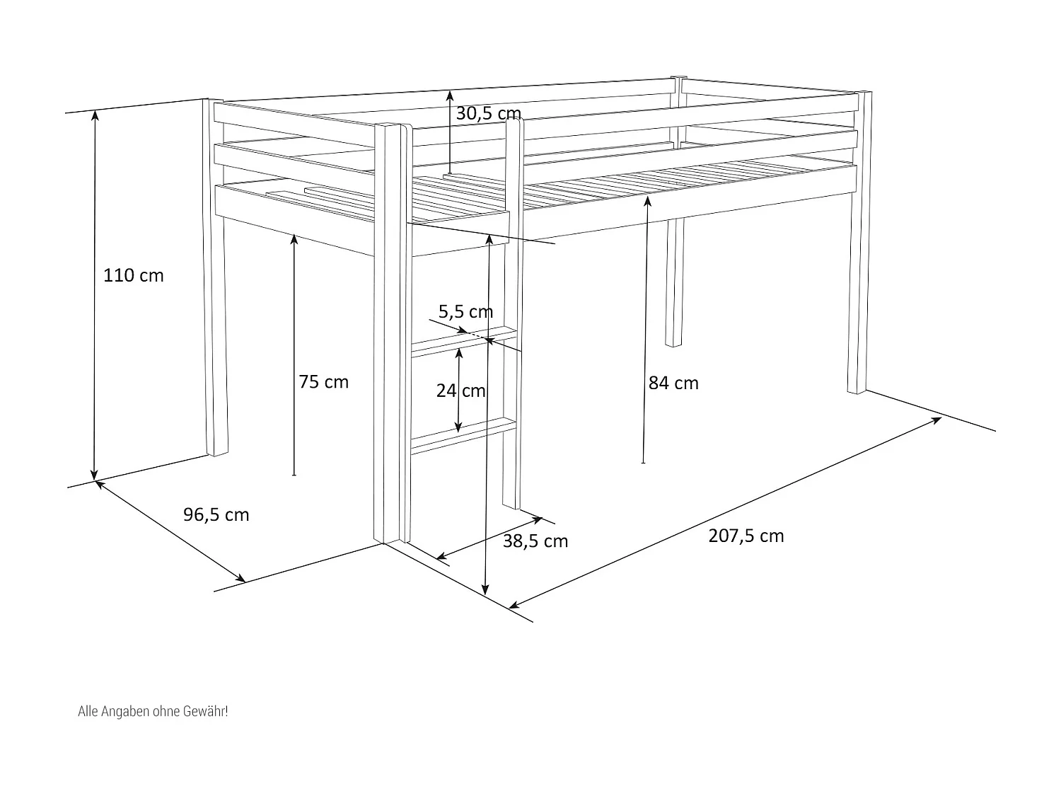 Lit mezzanine 90x200 cm Rouge