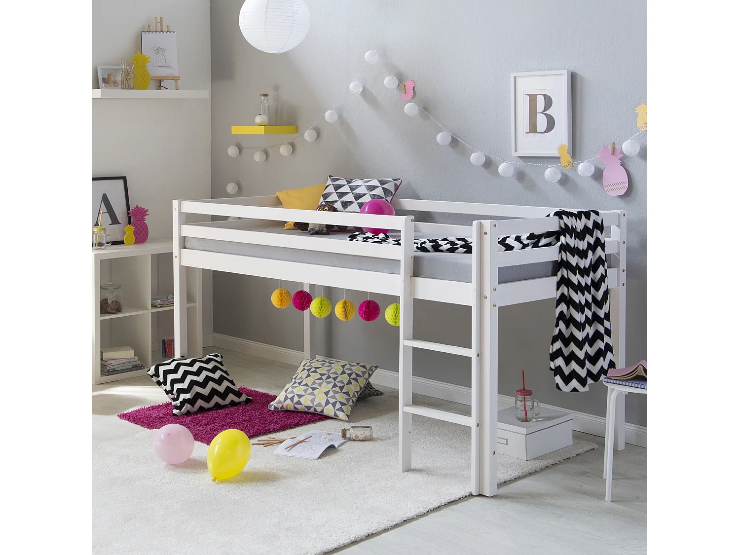 Lit mezzanine 207x110x97 cm blanc