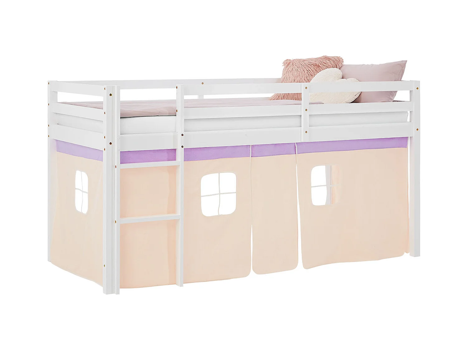 Hutbed 90x200 cm Paars Perzik Loft Stapelbed