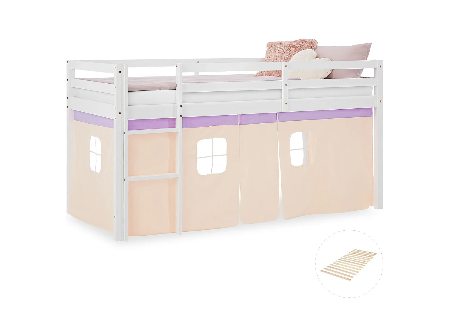 Hochbett 90x200 cm Lila Pfirsich Kabinenbett Etagenbett