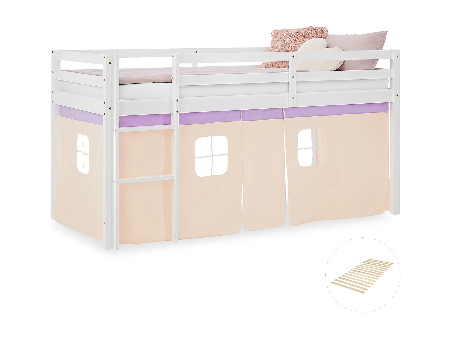 Hochbett 90x200 cm Lila Pfirsich Kabinenbett Etagenbett