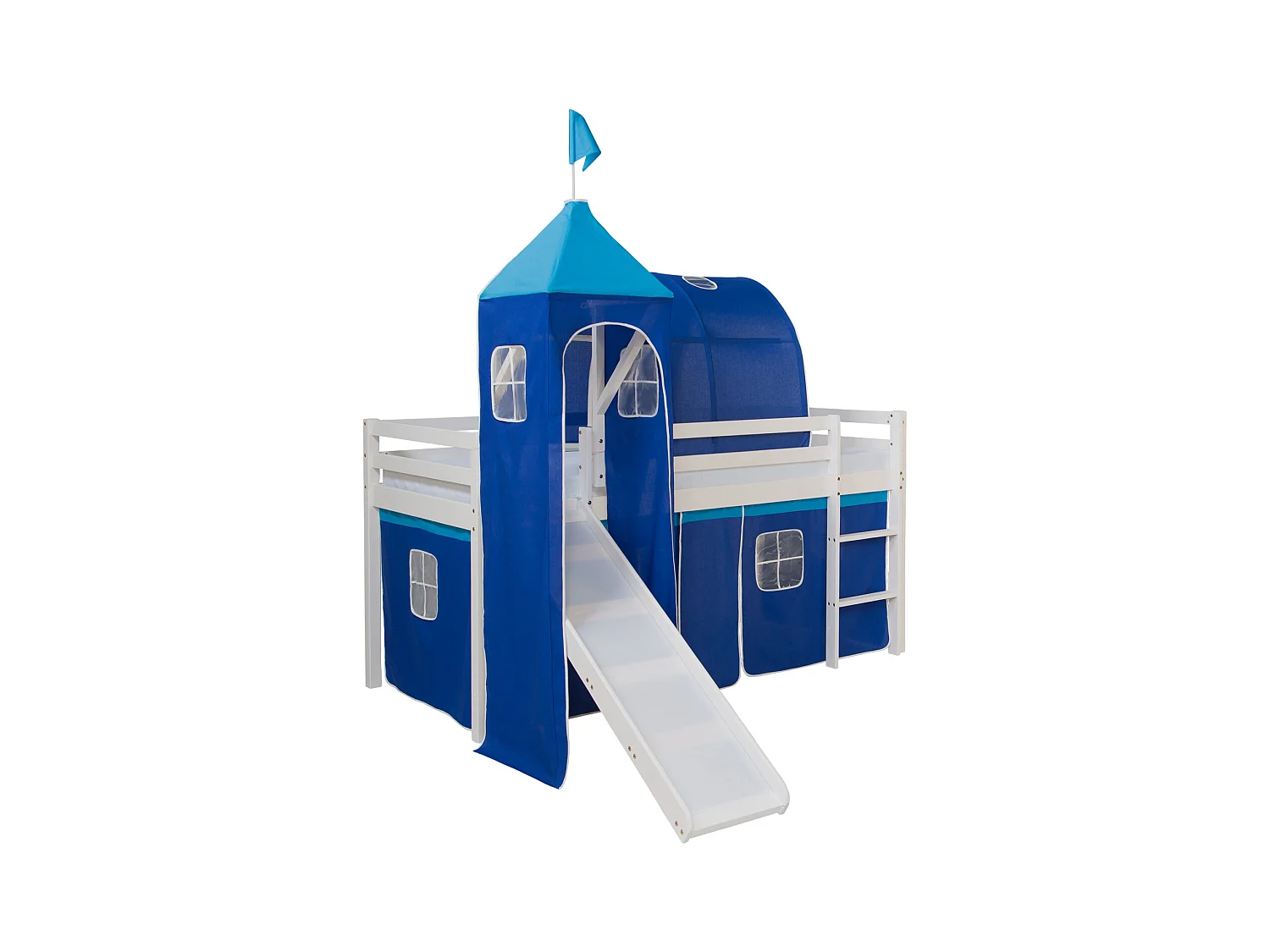 Hochbett 207,5x228x96,5 cm Weiß Blau