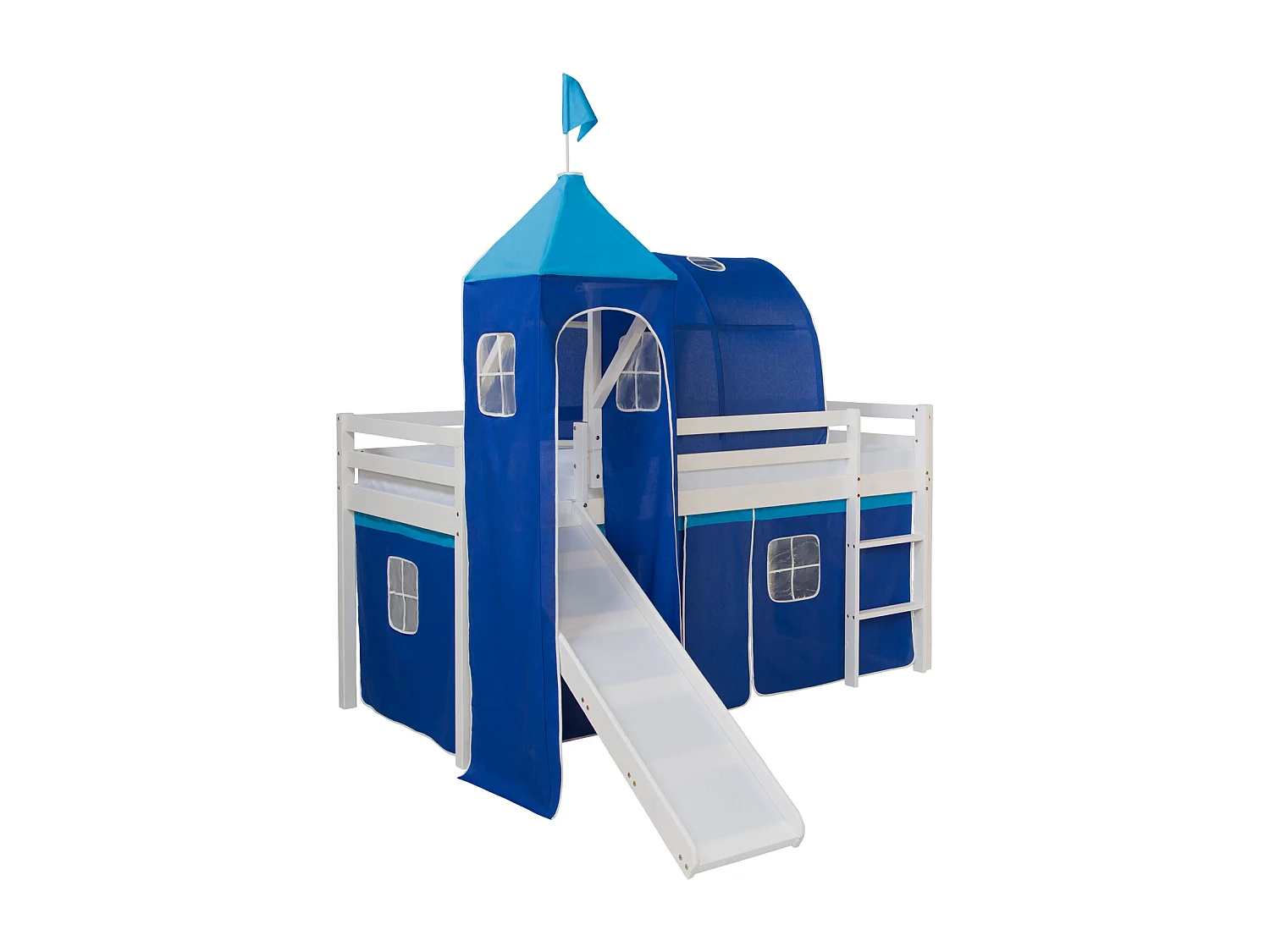 Hochbett 207,5x228x96,5 cm Weiß Blau